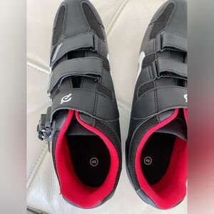 Peloton Bike Cycling Shoes Black Red With Cleats Mens Size 12 EU 46